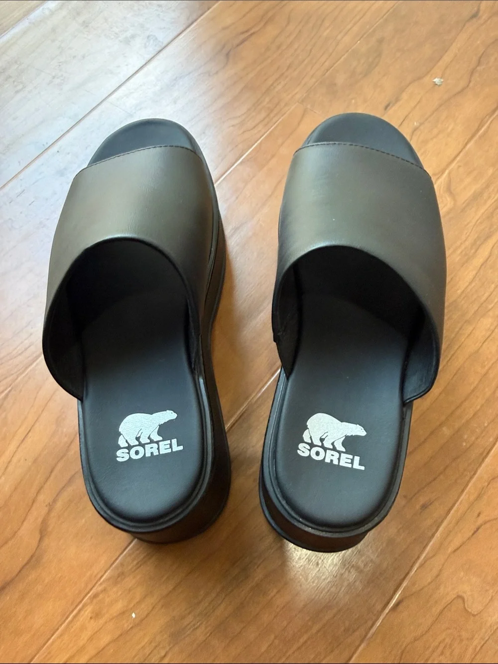 Sorel Women's Dayspring Black Platform Slide Chunky Sandals Sz 6